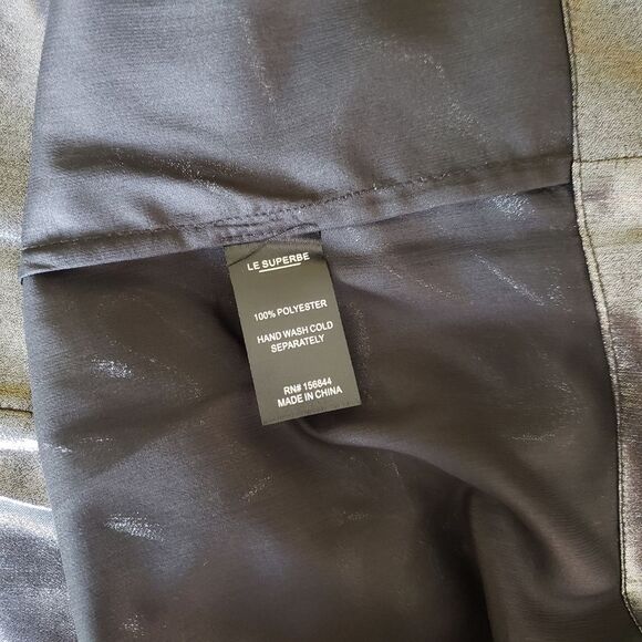 Le Superbe Costes Tie Front Metallic Vintage Gold Pewter Blouse Women's Medium - Picture 10 of 12